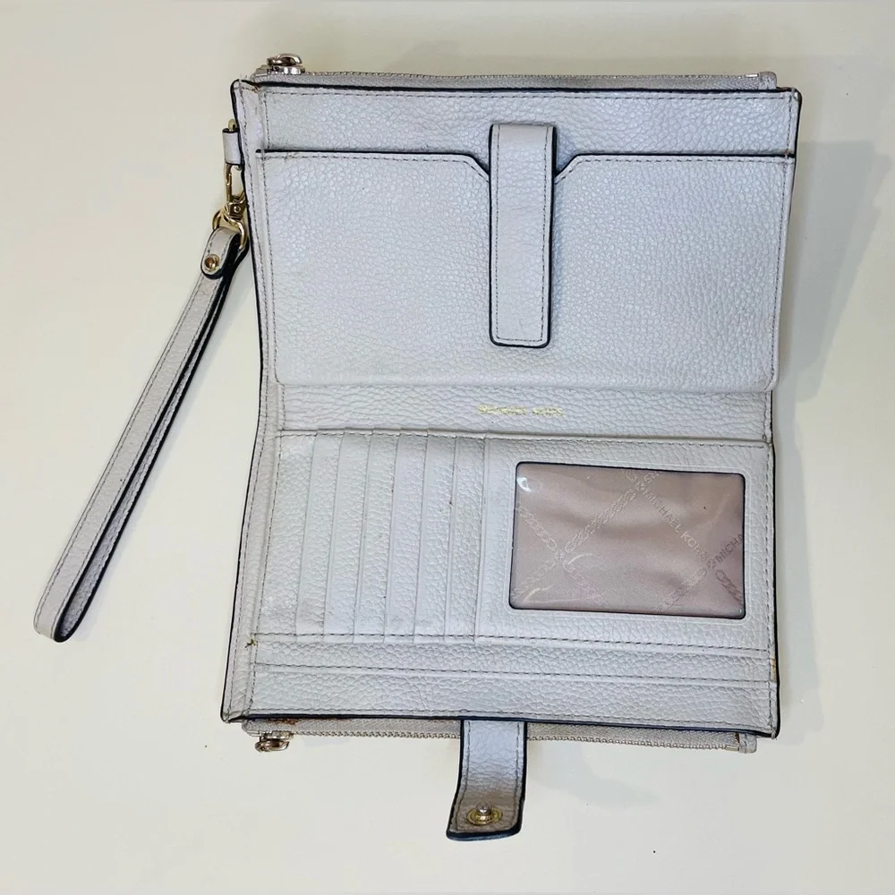 Michael Kors Adele Double Zip‎ Gold Tone Wristlet Wallet